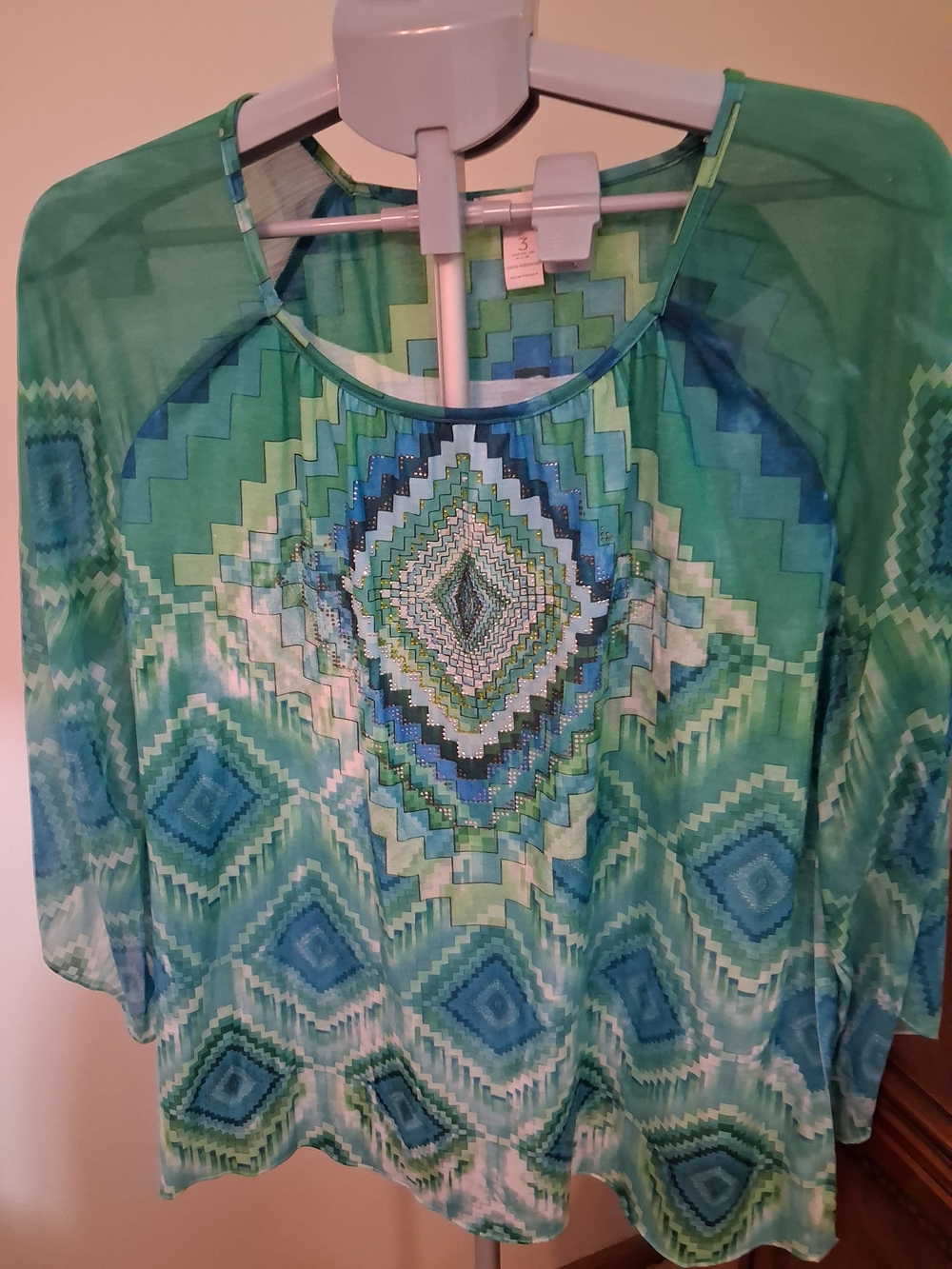 Chico's Teal and Blue Geometric Tunic